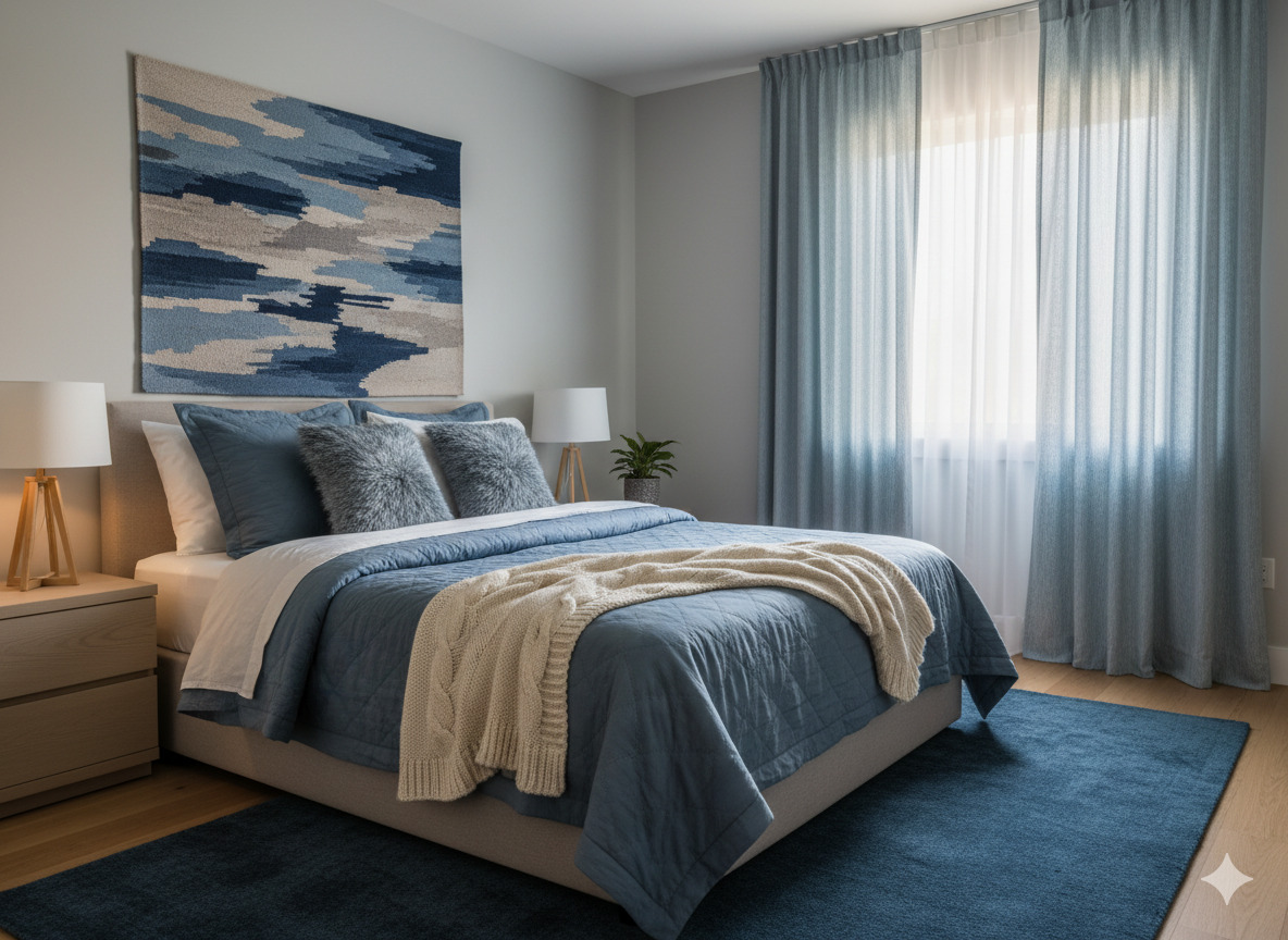 Calm bedroom styling